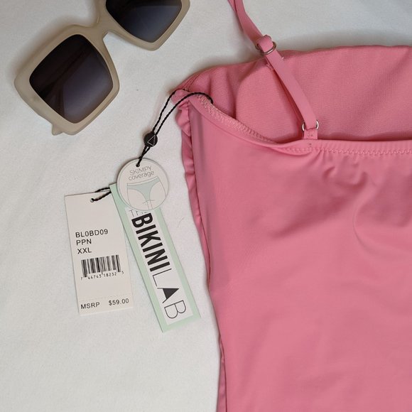 THE BIKINI LAB Slimming Adjustable One Piece Swimsuit in Pop Pink Size XXL - Picture 3 of 4